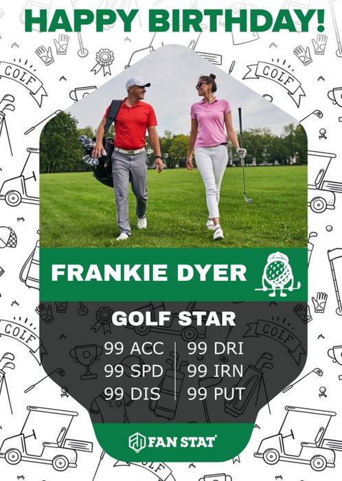Fan Stat Golf Star Photo Upload Birthday Card