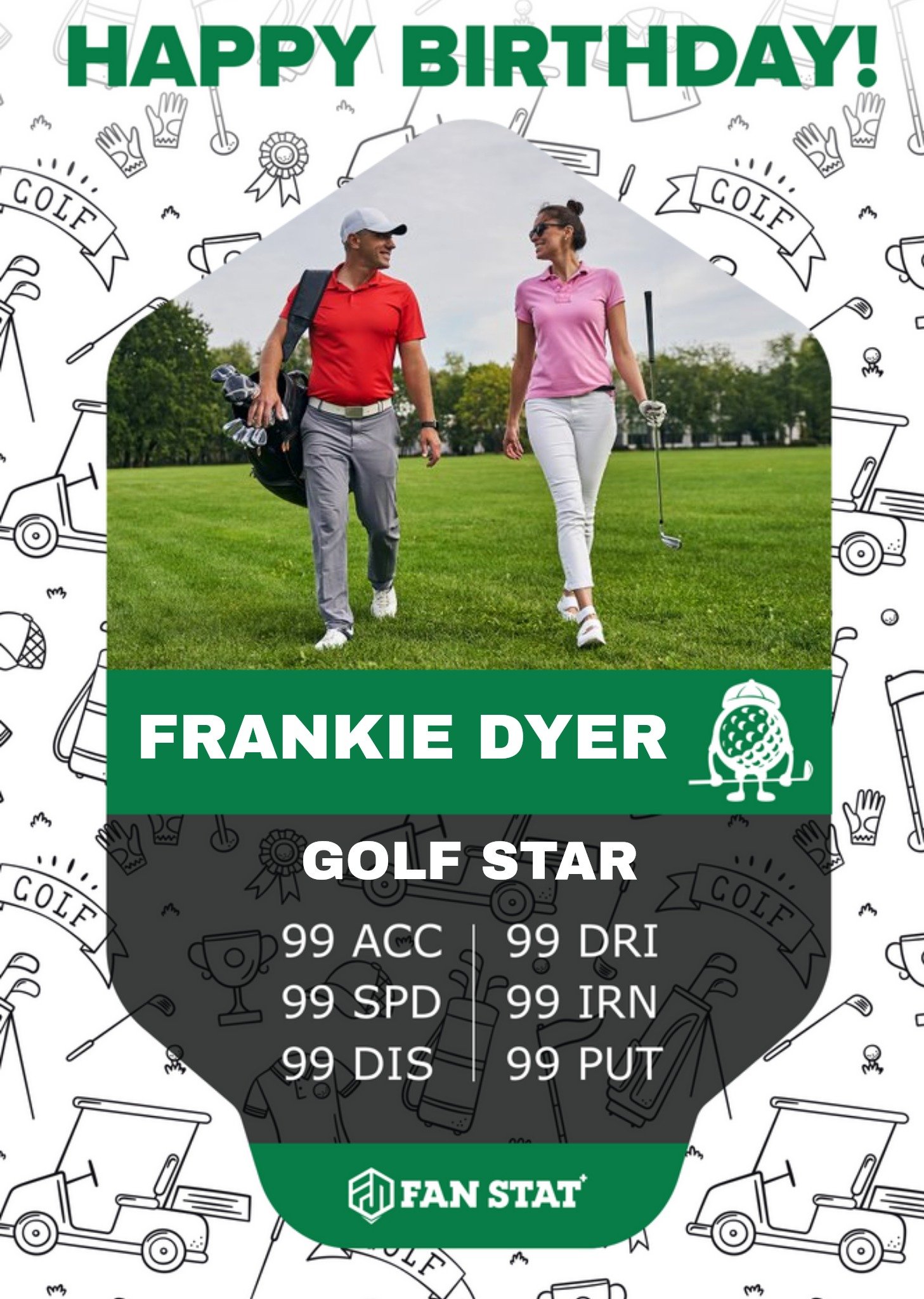 Fan Stat Golf Star Photo Upload Birthday Card Ecard