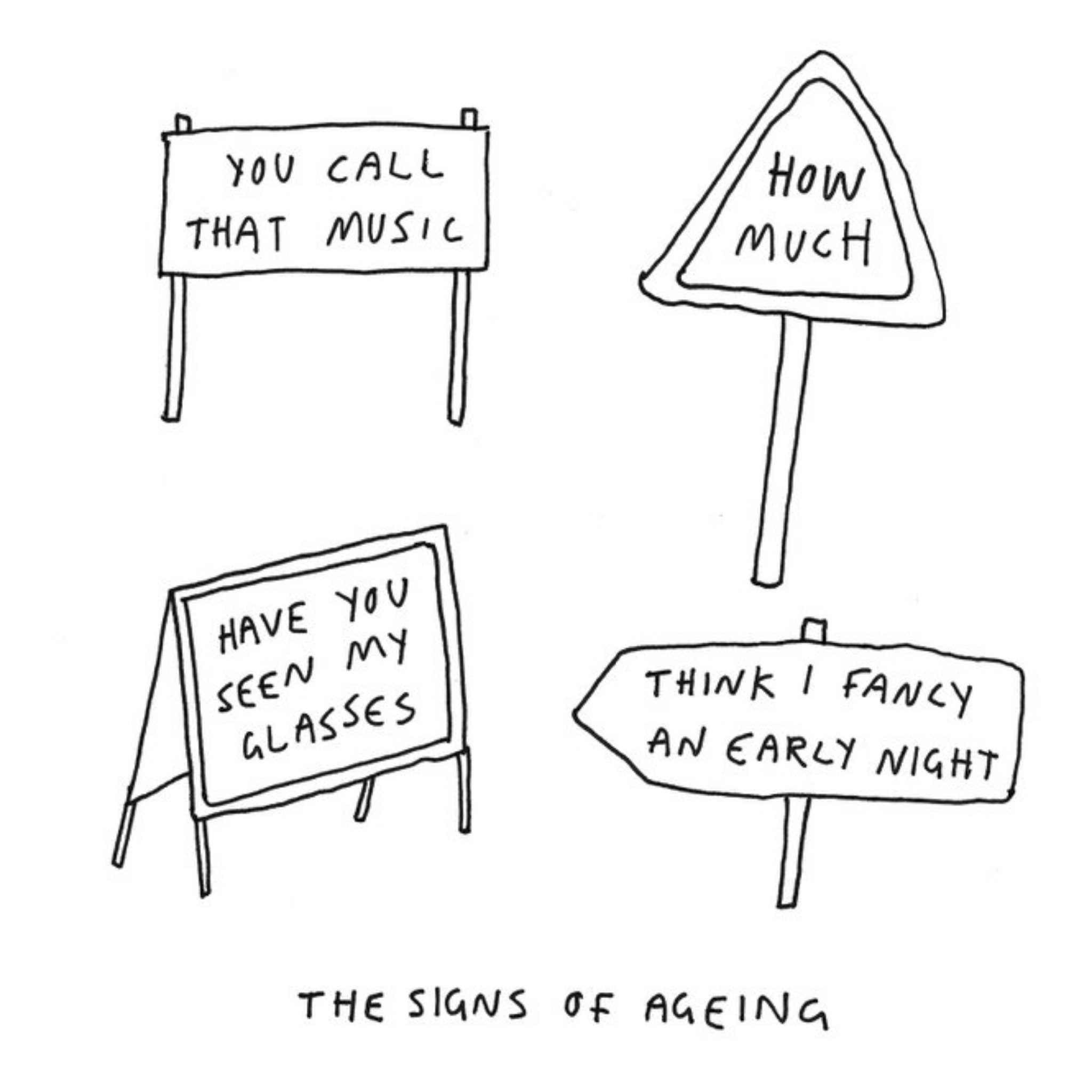 Moonpig Modern Funny The Signs Of Ageing Birthday Card, Square