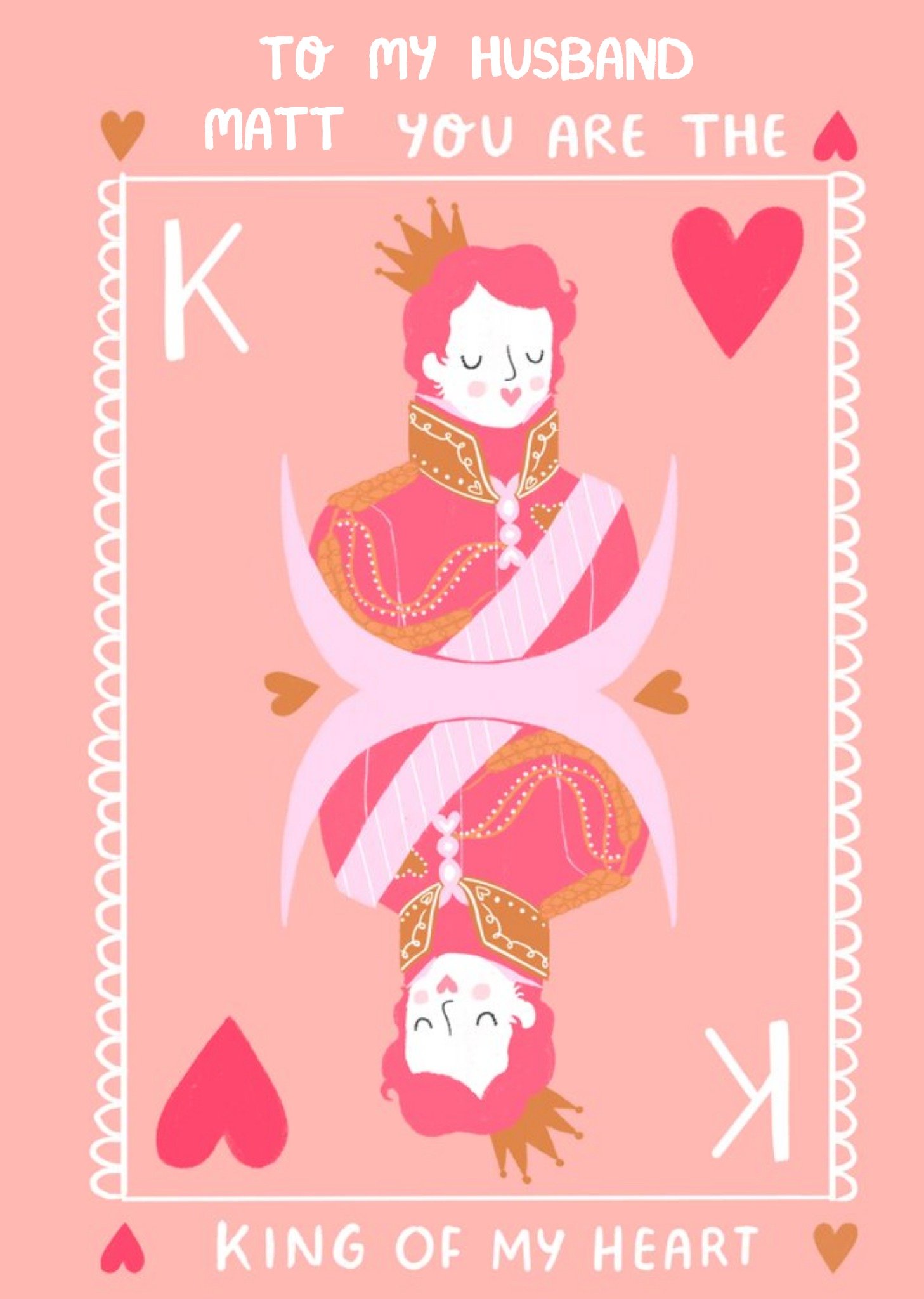 Moonpig Millicent Venton King Of My Heart To My Husband Valentines Day Card, Large