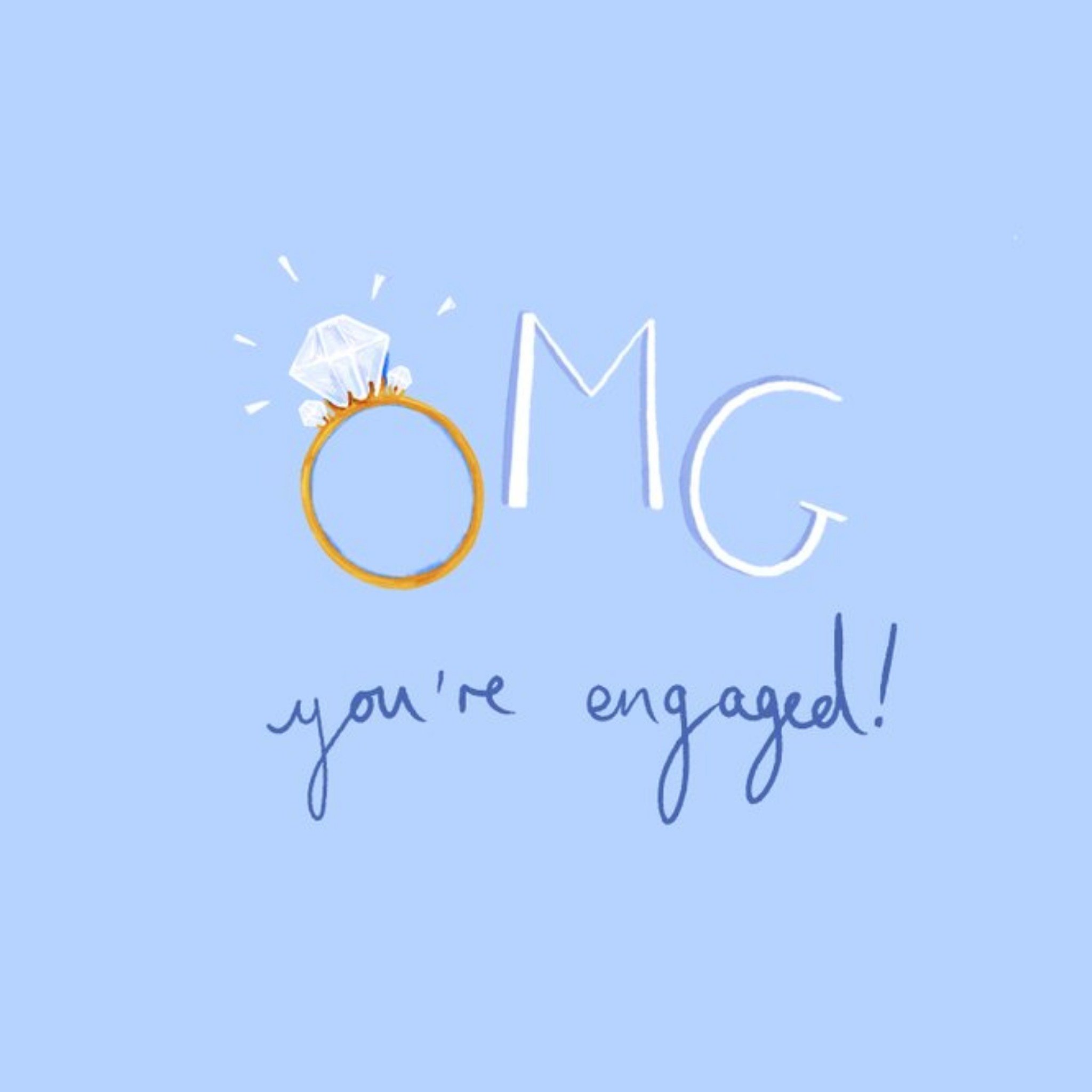 Katie Hickey Illustrated Trendy Love Cute Engagement Card, Square