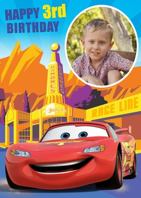 Cars Get To The Race Line Happy Birthday Photo Card