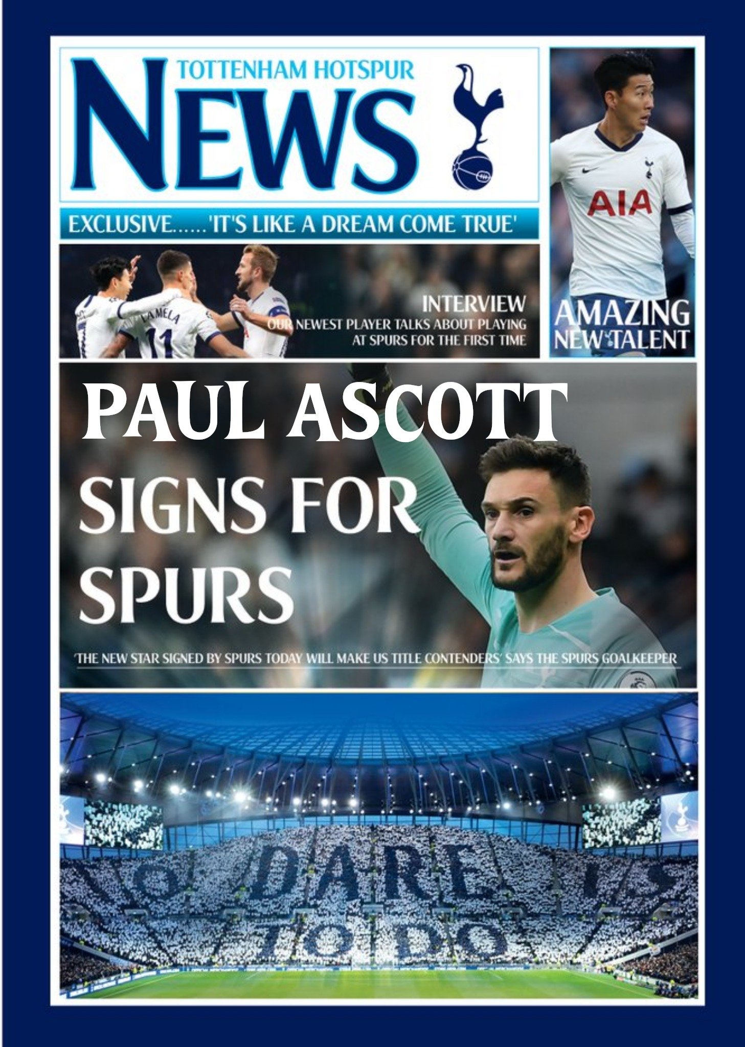 Other Tottenham Hotspur Fc Football Club Signs For Spurs Spoof Newspaper Birthday Card, Large
