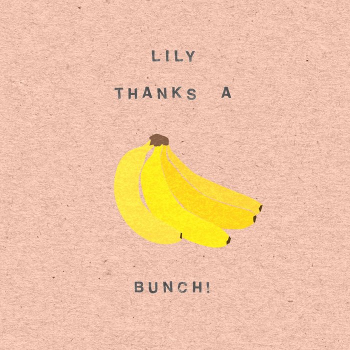 Banana Thanks A Bunch Personalised Thank You Card