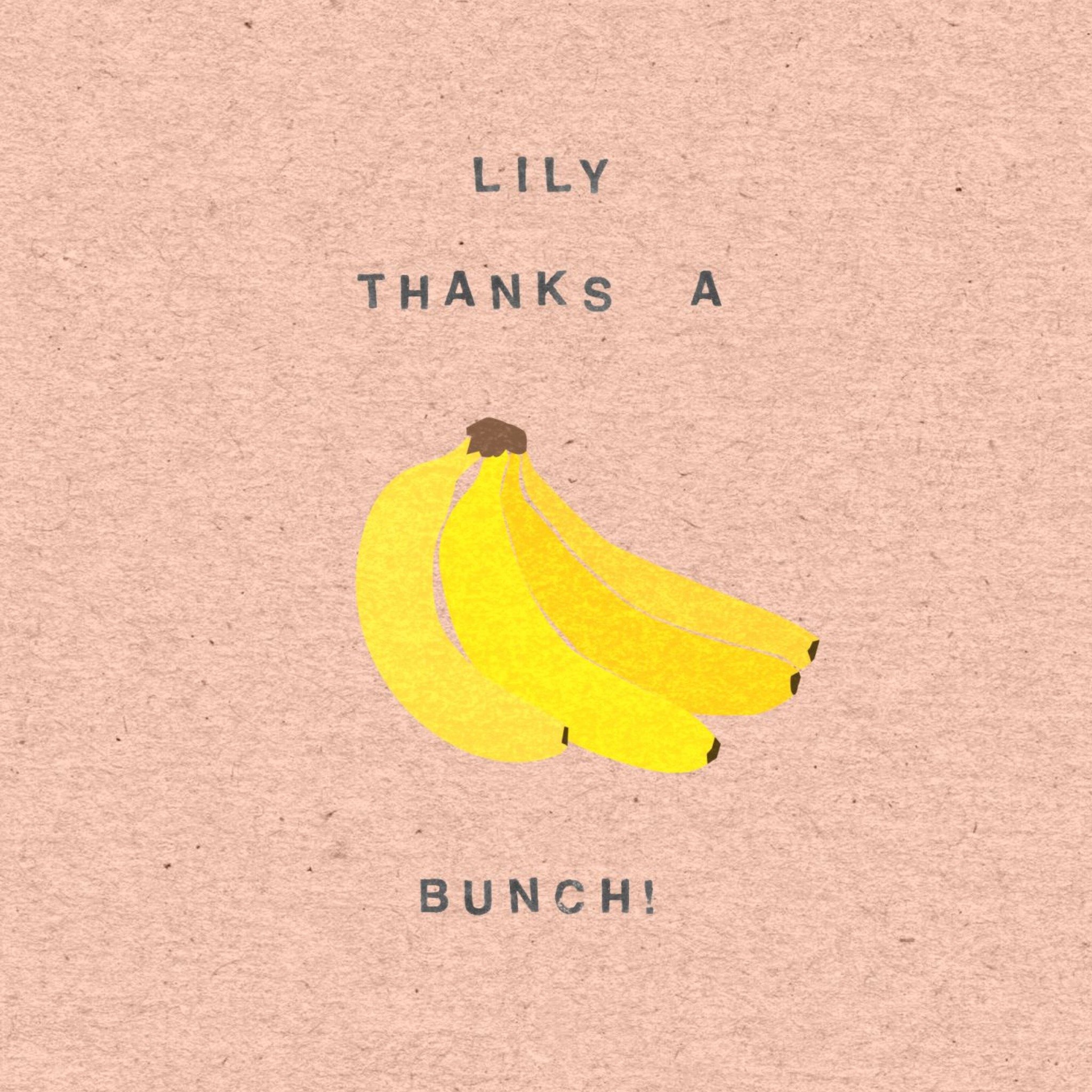 Banana Thanks A Bunch Personalised Thank You Card, Square