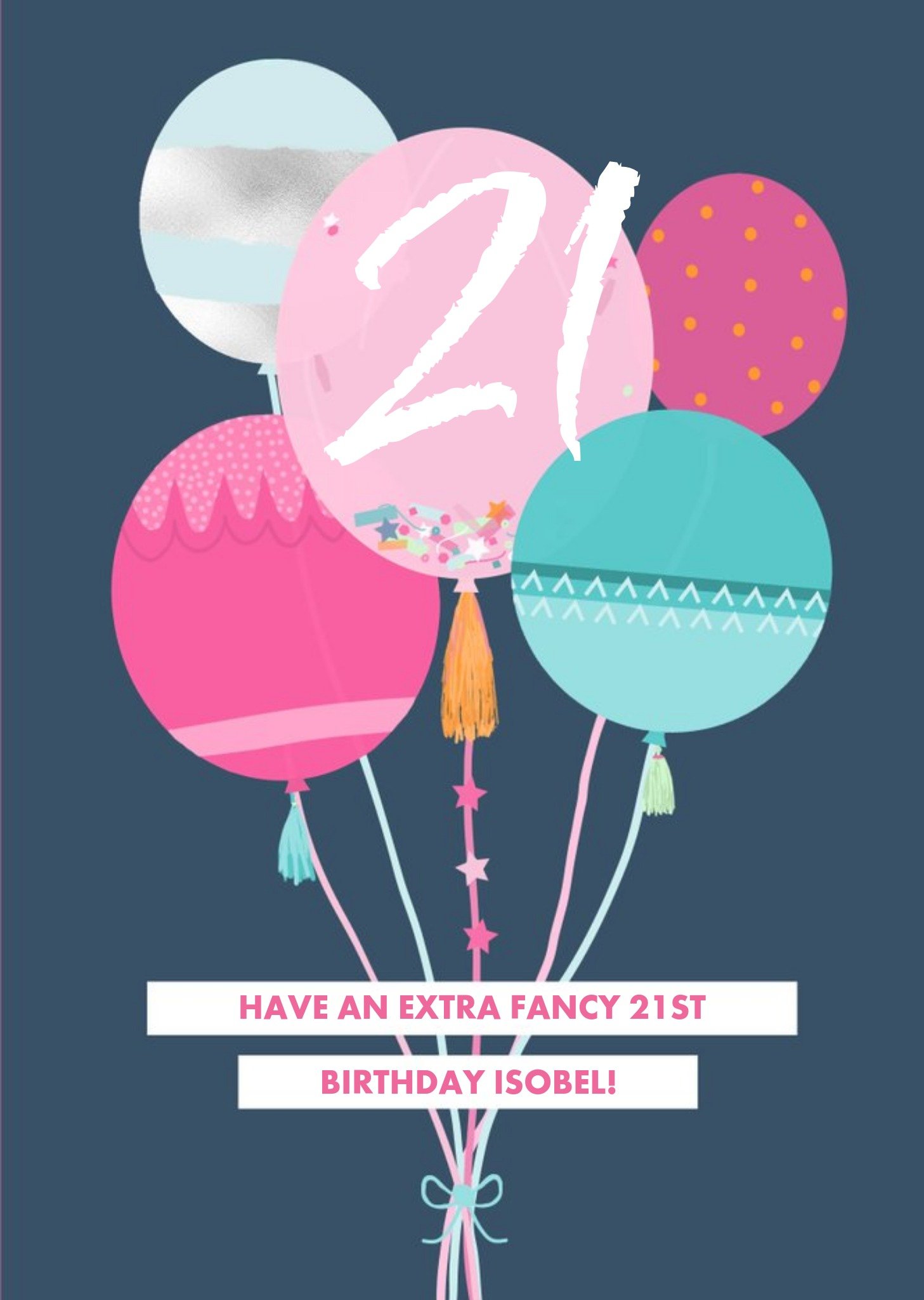 Extra Fancy Balloons 21st Birthday Card Ecard