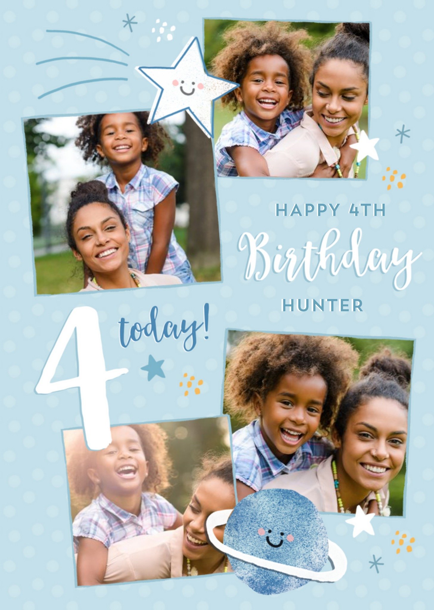 Cute 4th Birthday Photo Upload Card Ecard