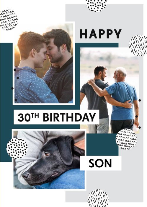 Patterned Circles Abstract 30th Birthday Photo Upload Card