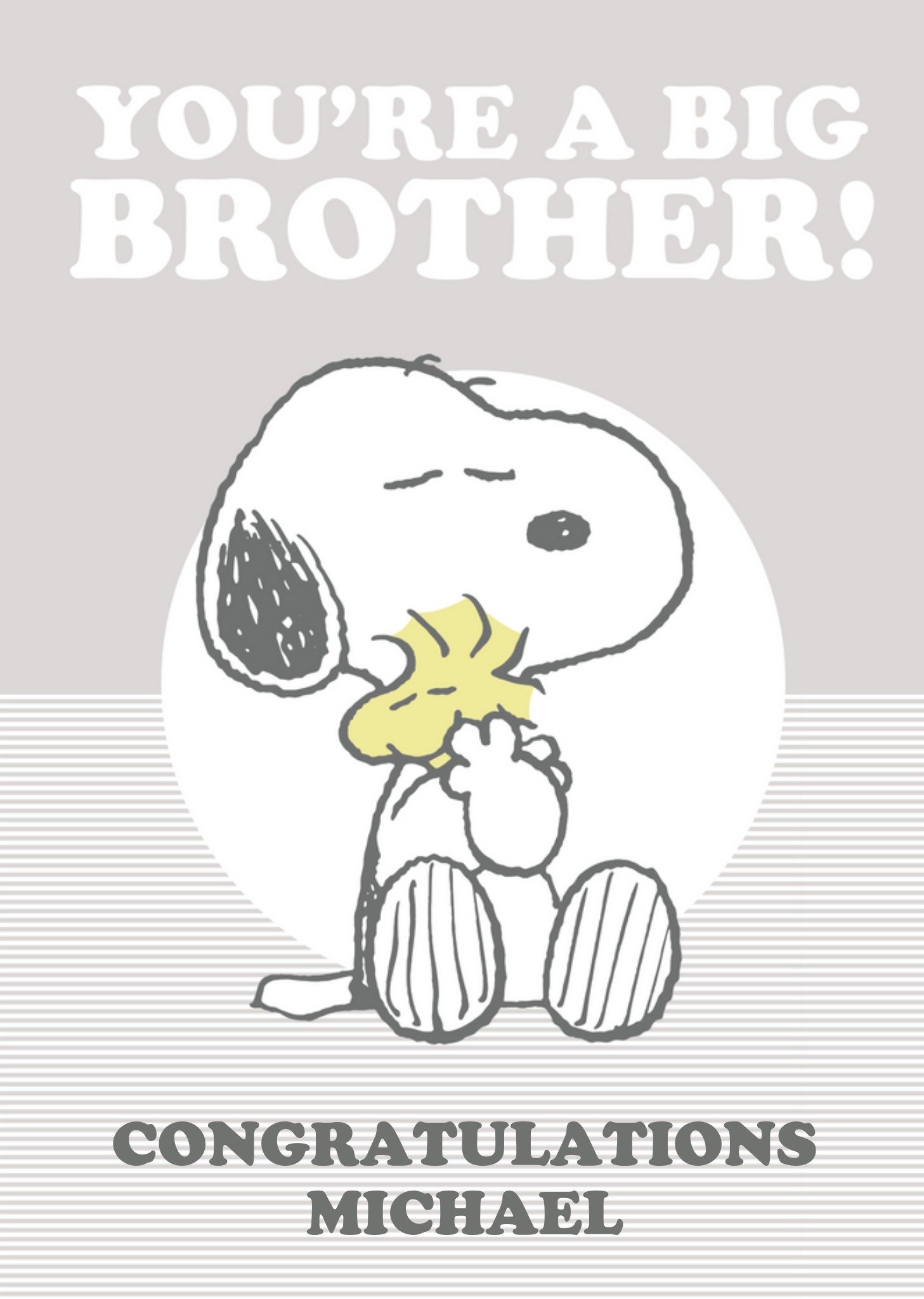 Moonpig Peanuts You Are A Big Brother Personalised Card, Large