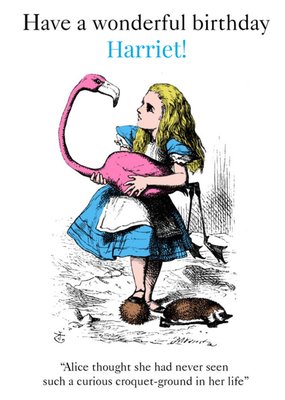 V&A Alice In Wonderland Illustration with Flamingo Birthday Card