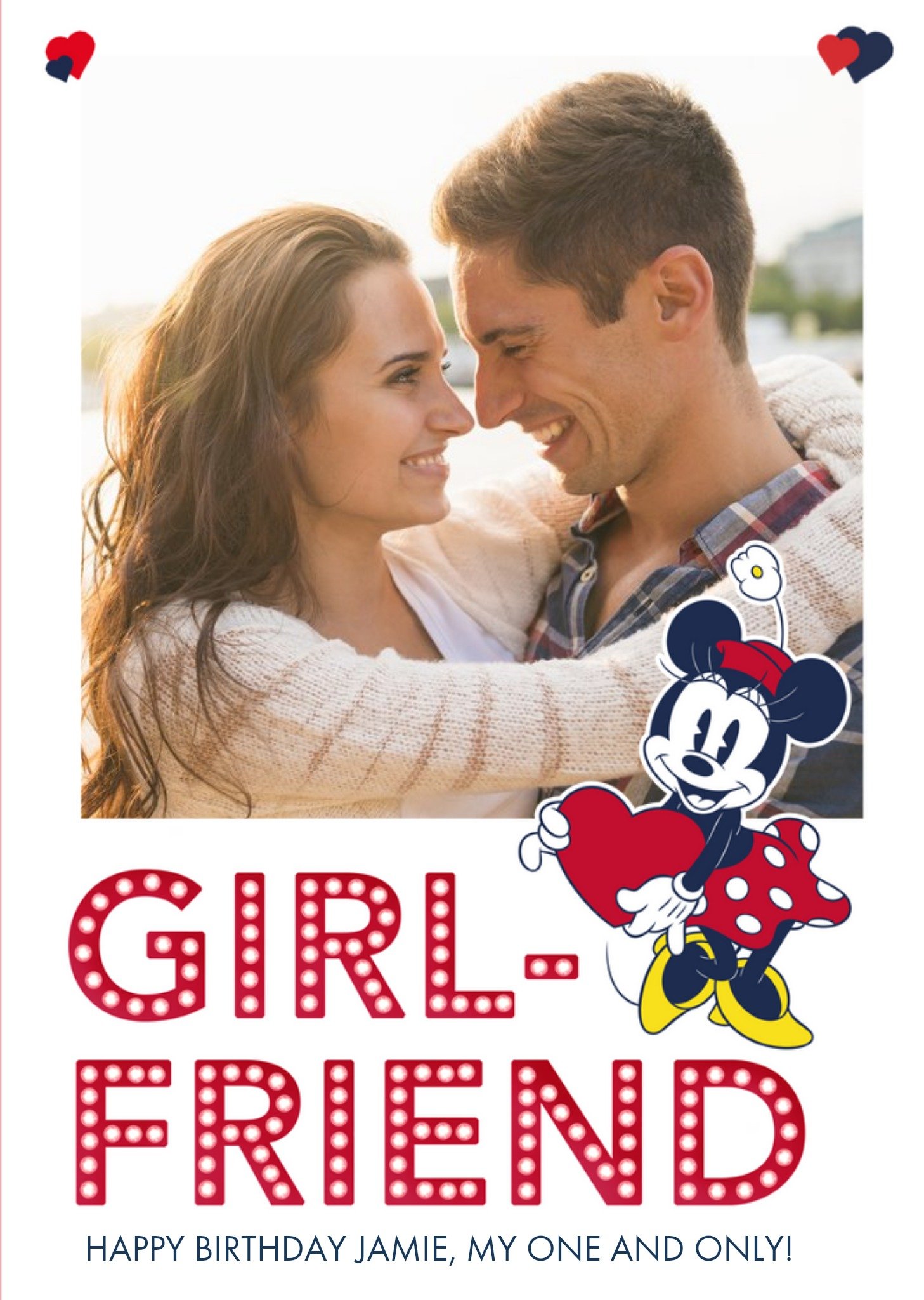 Mickey Mouse Disney Minnie Mouse Girlfriend Photo Upload Birthday Card, Large