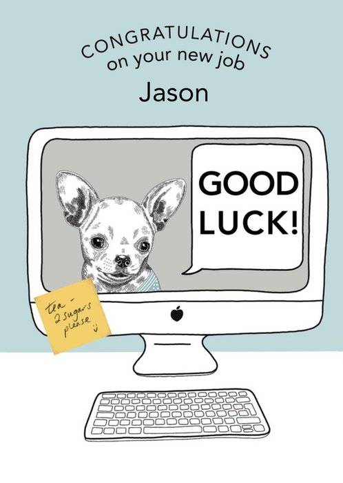 Dotty Dog Art Illustrated Mac Computer Dog New Job Card