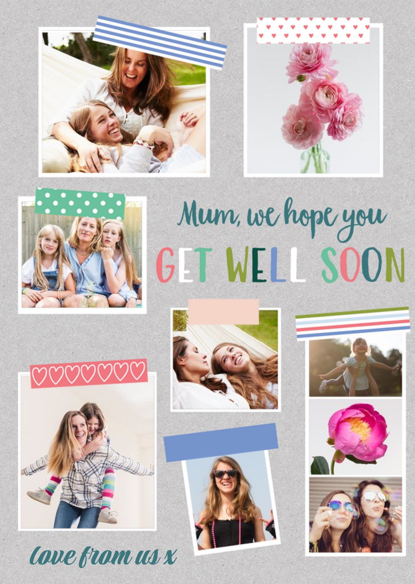 Washi Tape Multi Photo Upload Get Well Soon Card