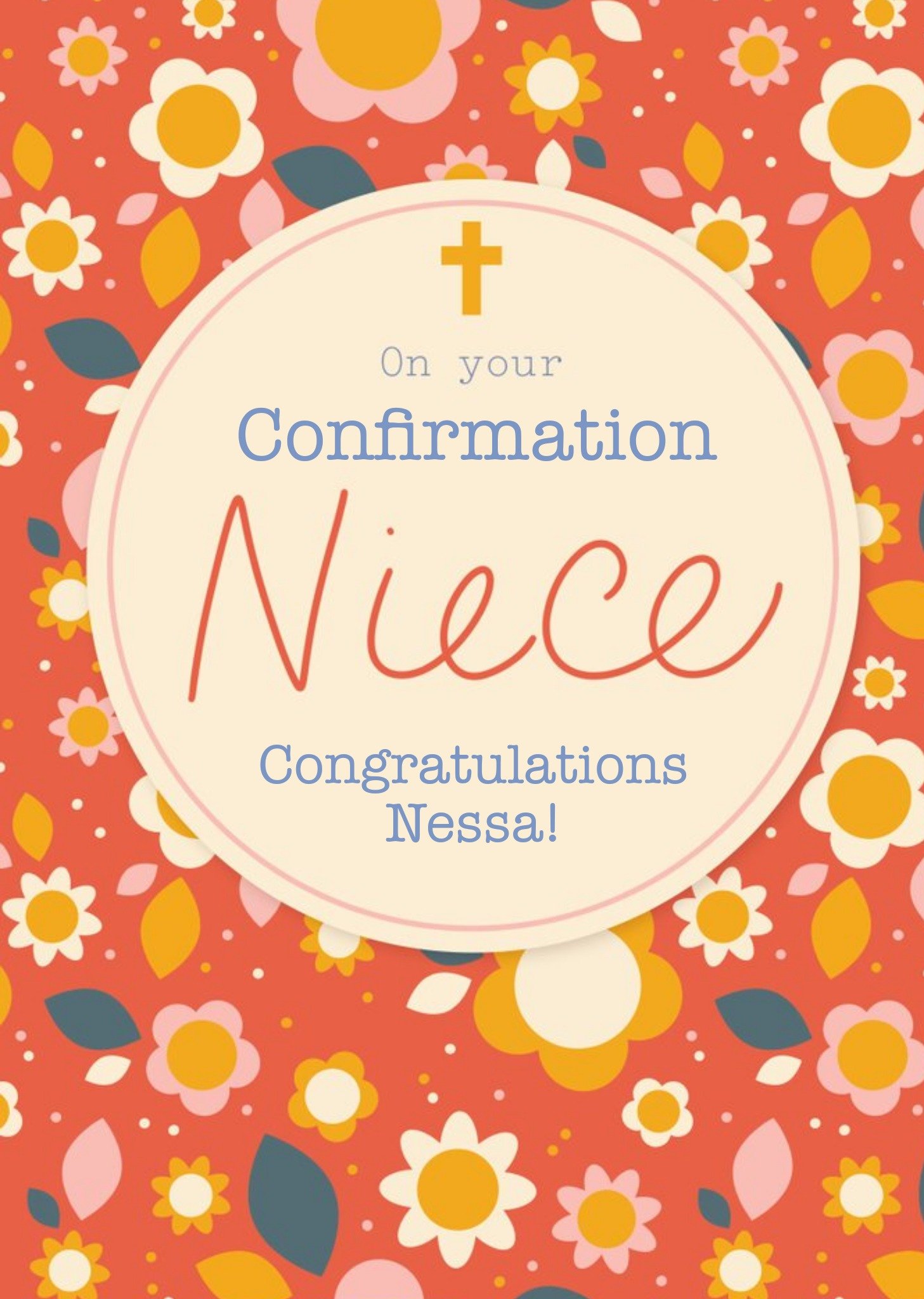 Floral Pattern Niece Confirmation Card Ecard