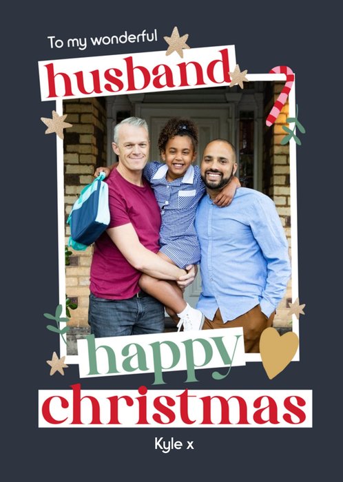 To My Wonderful Husband Photo Upload Christmas Card
