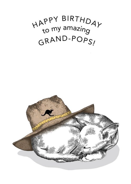 Dotty Dog Art Illustrated Animal Hat Grandad Birthday Dogs Card