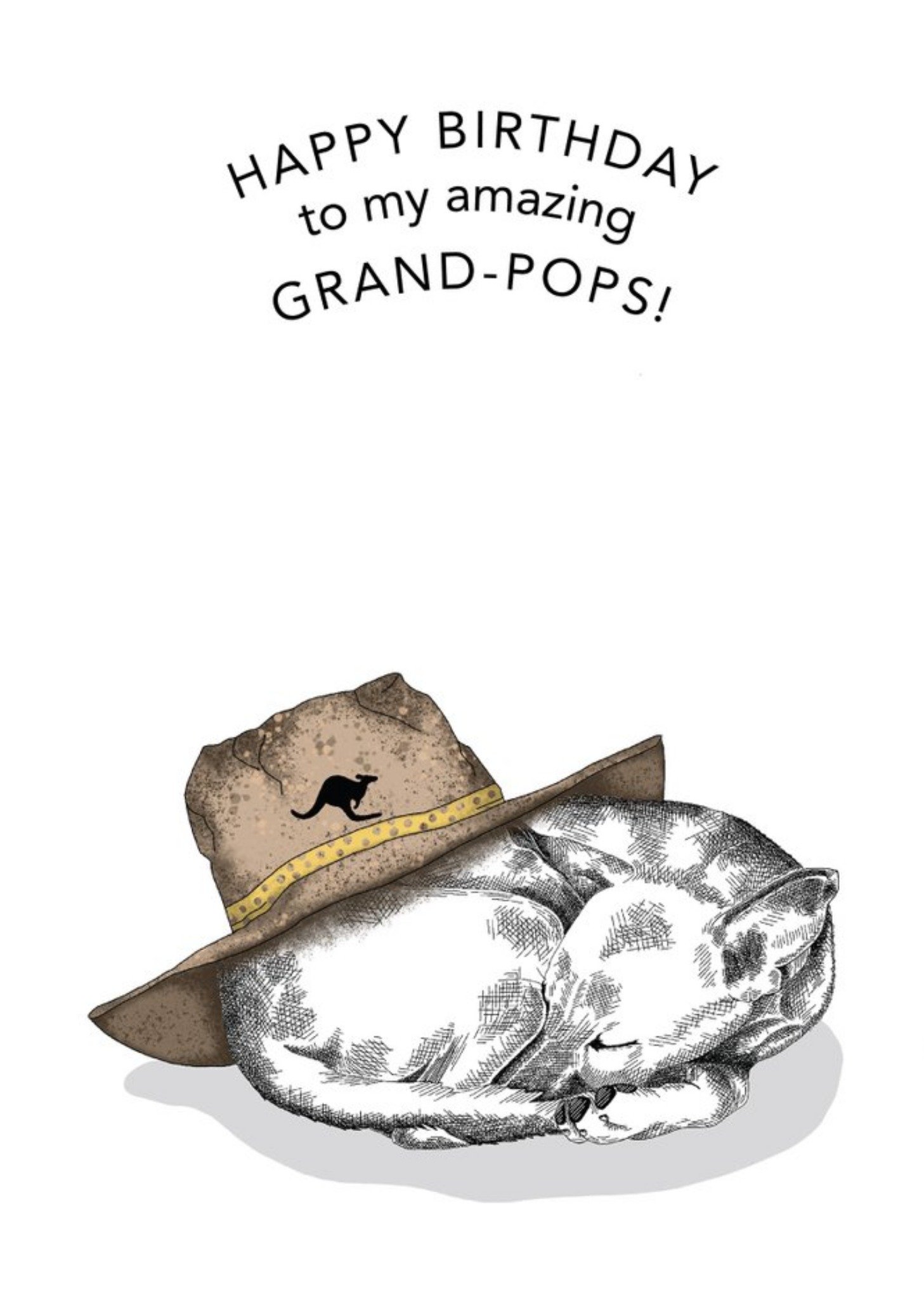 Dotty Dog Art Illustrated Animal Hat Grandad Birthday Dogs Card Ecard