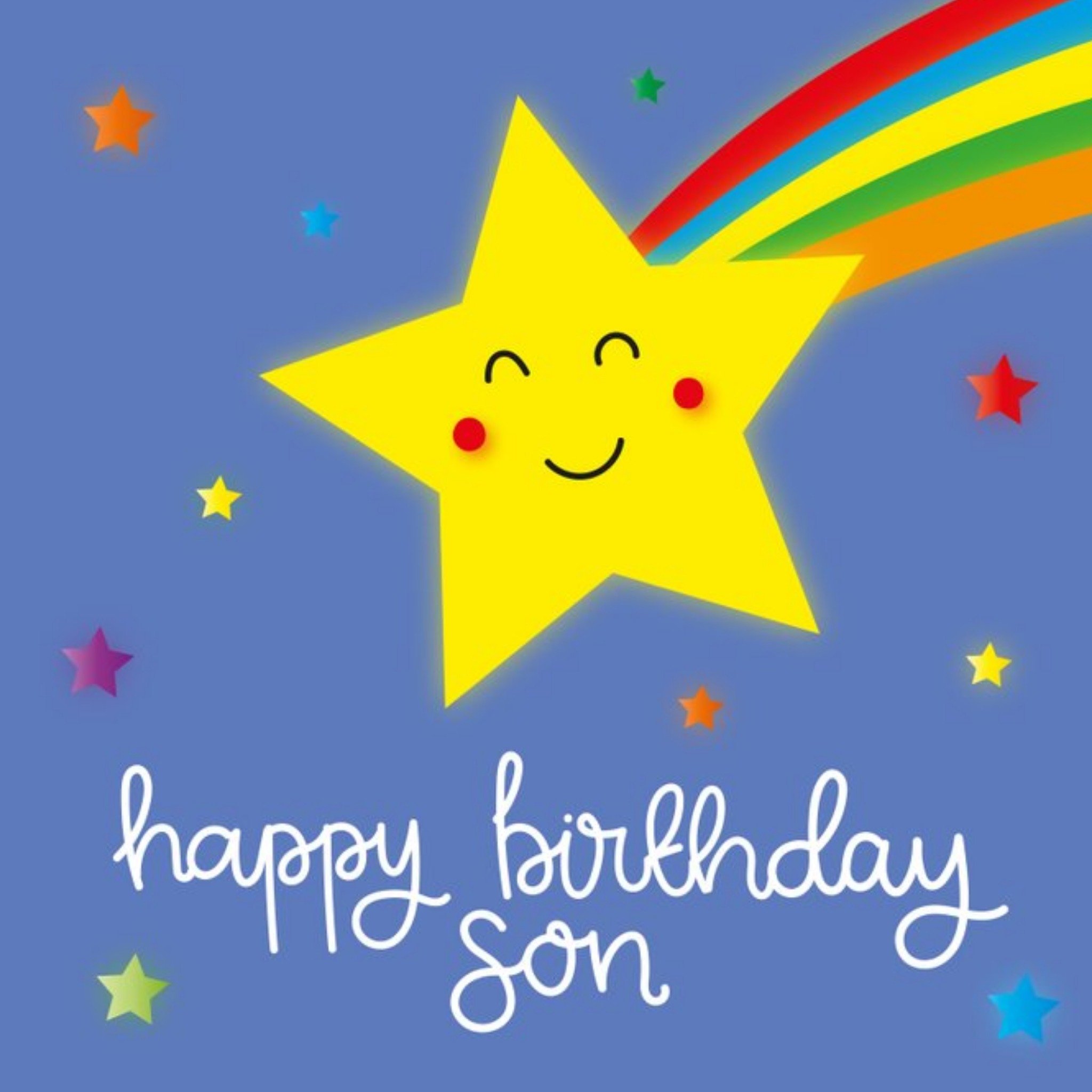 Betibabs Illustrated Star Rainbow Son Birthday Card, Square