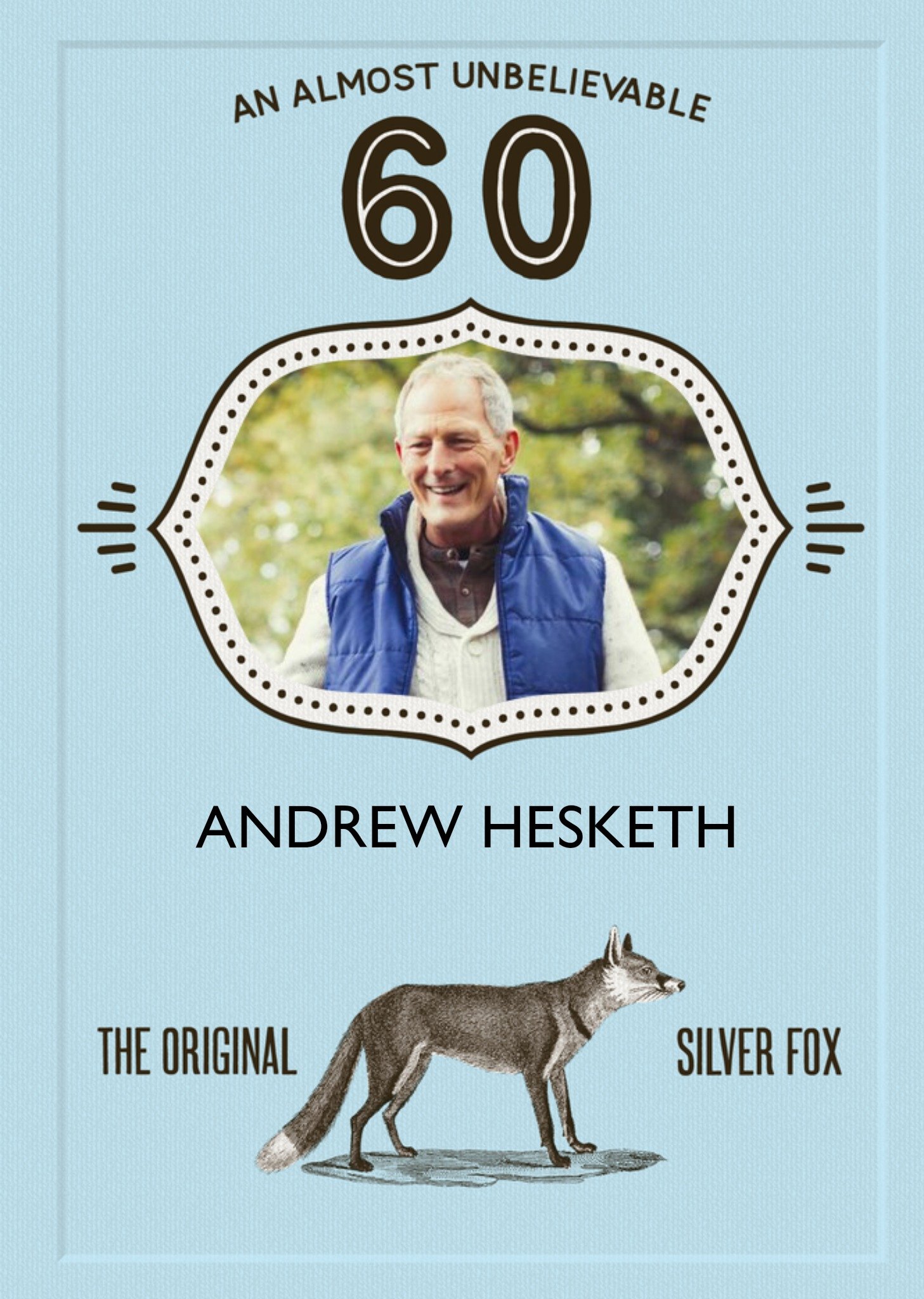 Moonpig Funny Retro 60th Birthday Card the Original Silver Fox, Large