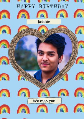 Rainbow Pattern Photo Upload Birthday Card