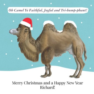 Oh Camel Ye Faithful Christmas And New Year Personalised Card