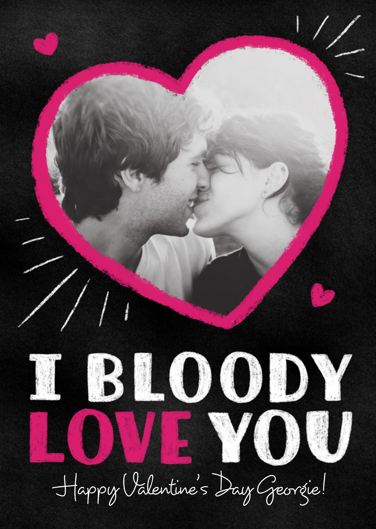 Moonpig Bloody Love You Heart Shaped Photo Upload Card, Large
