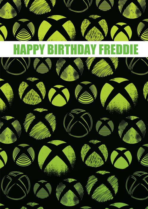 Graphic Illustrated Xbox Logos Birthday Card