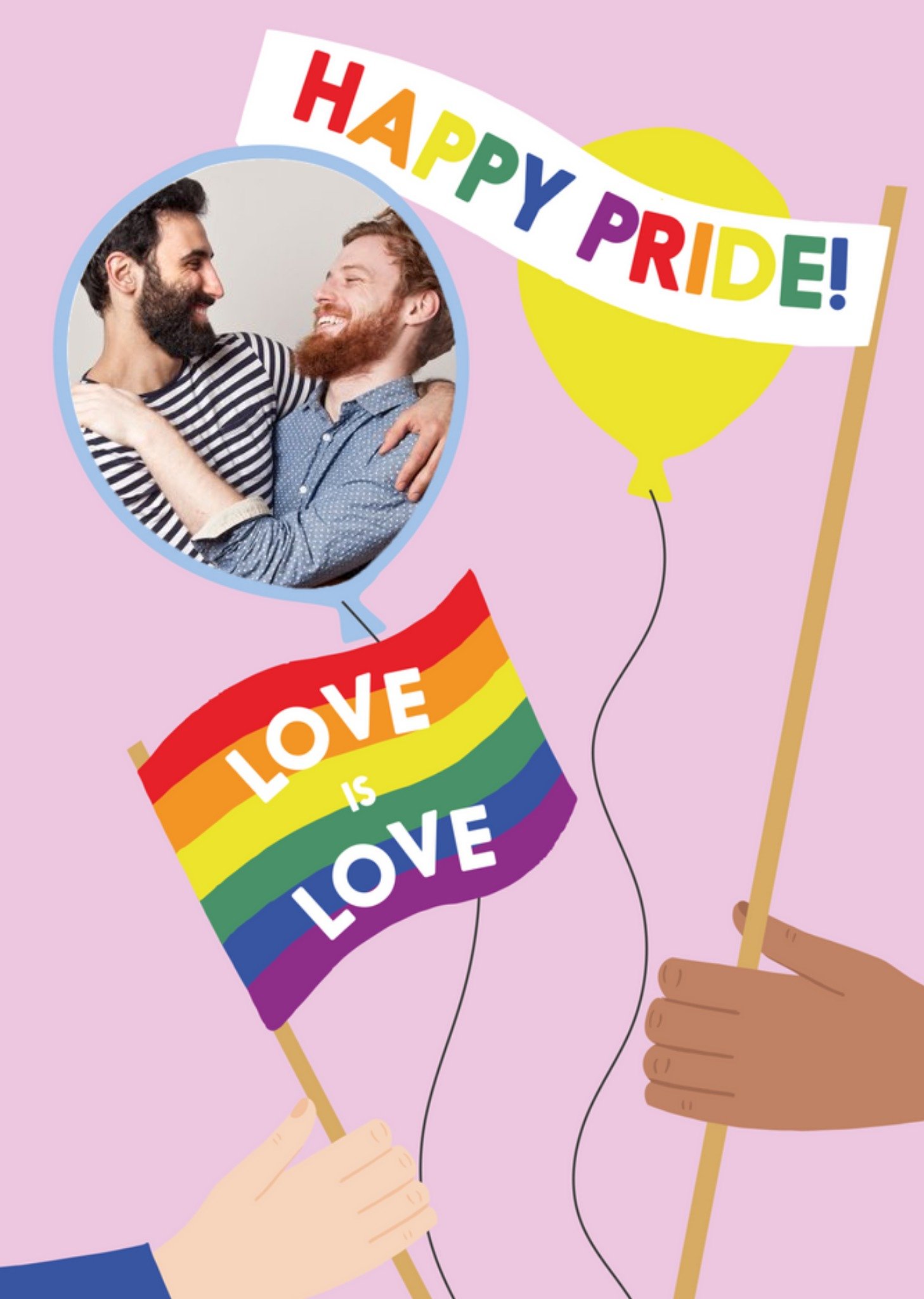 Moonpig Happy Pride Love Is Love Photo Upload Card Ecard
