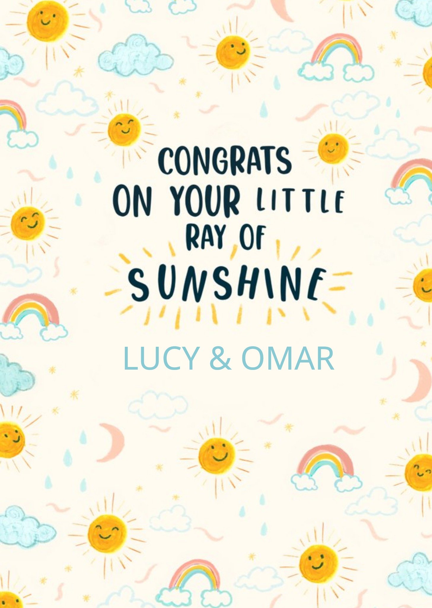 Moonpig Ray Of Sunshine New Baby Card, Large