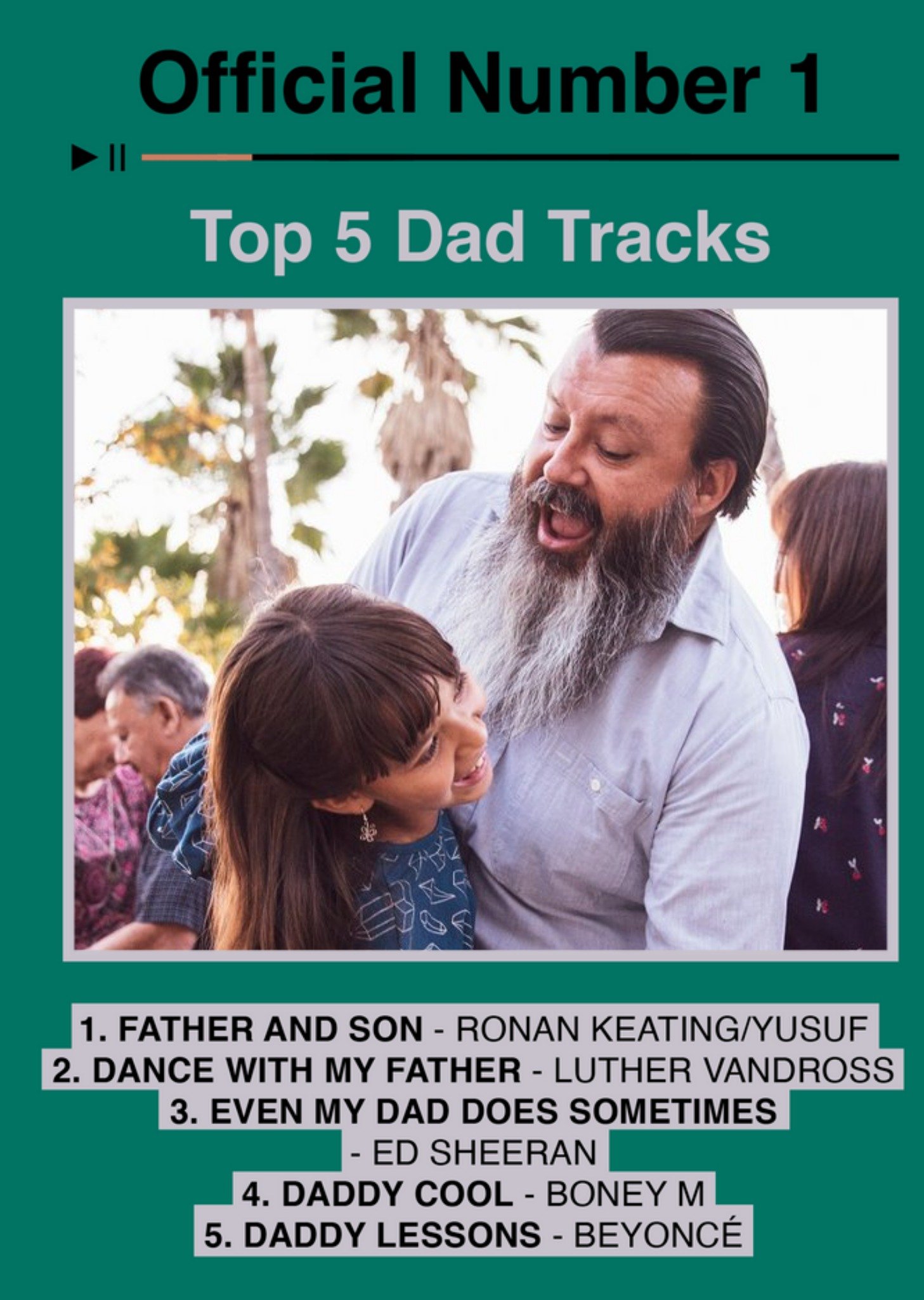 Icial Charts Number 1 Top 5 Dad Tracks Photo Upload Father's Day Card Ecard