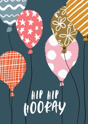 Illustration Of Colourful Patterned Balloons Birthday Card