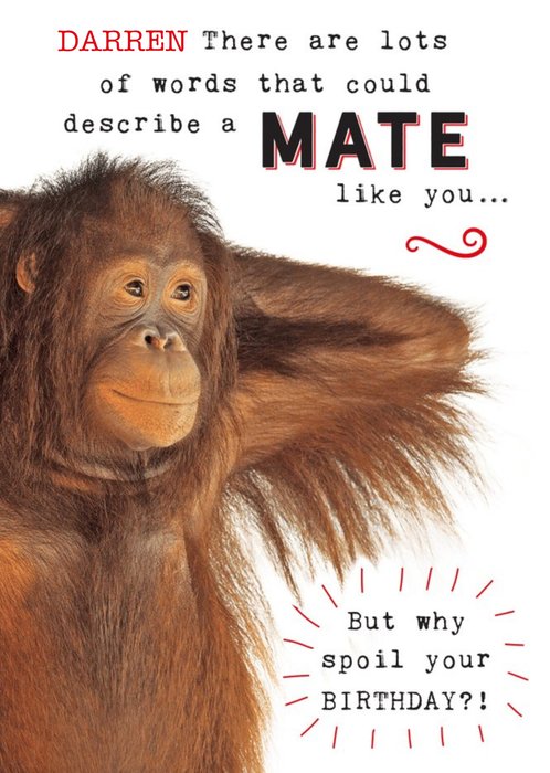 Humorous Photographic Mate Birthday Card  