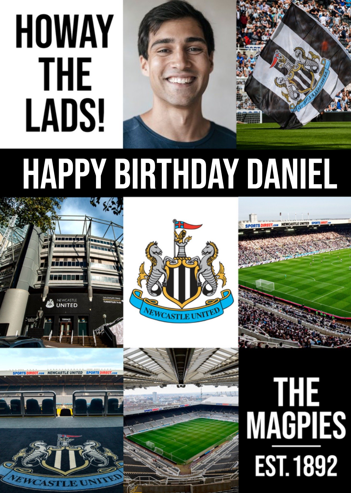 Newcastle Fc Football Stadium Photo Upload Birthday Card Ecard