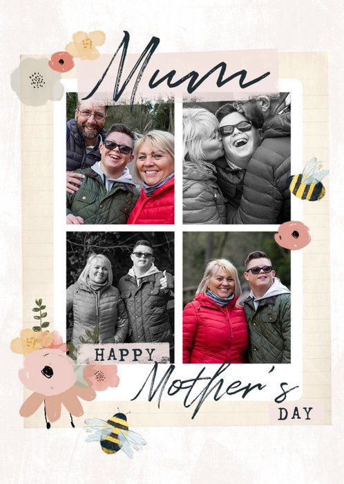 Bees Knees Floral Photo Upload Mothers Day Inclusive Card