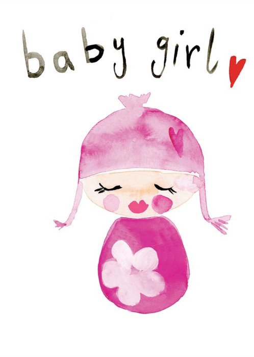Cute Illustrated Baby Girl Card