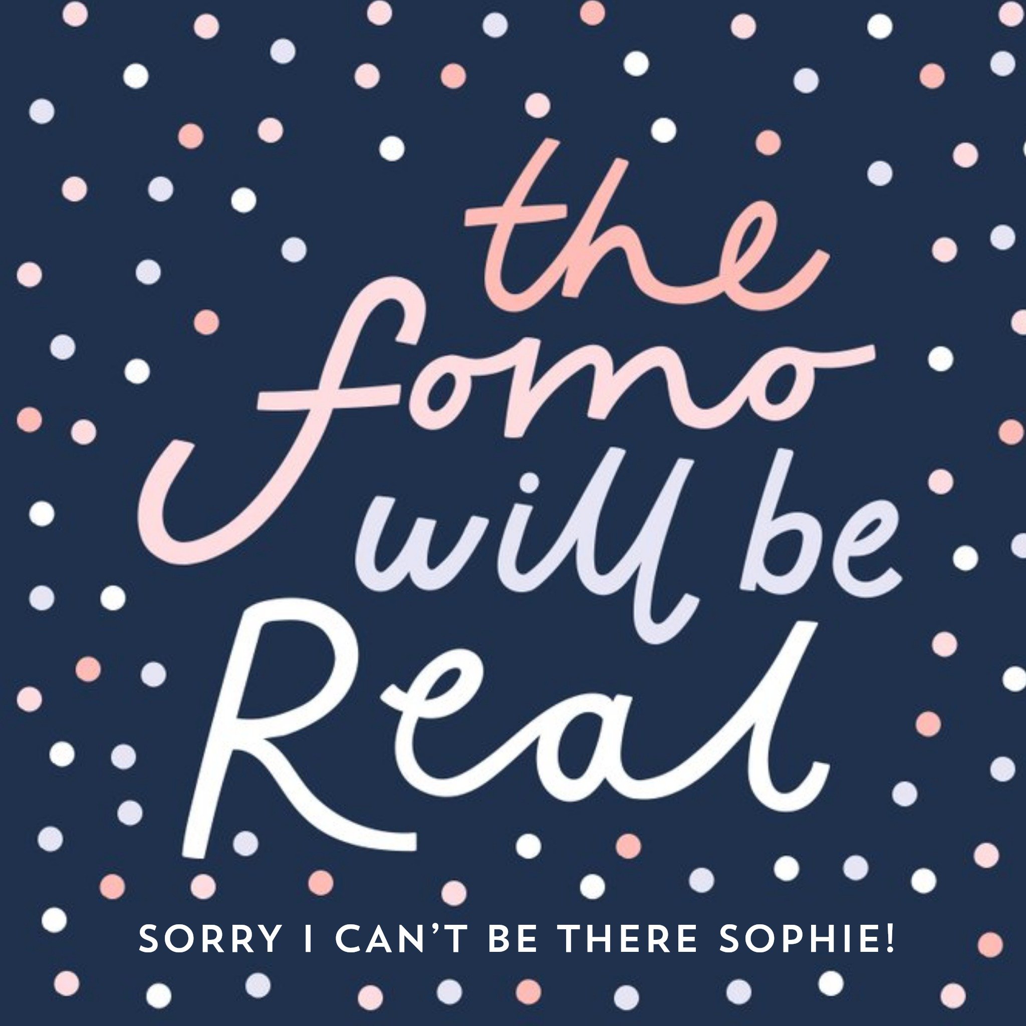 The Fomo Will Be Real Typographic Wedding Card, Square