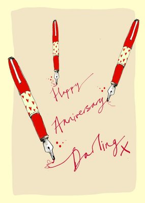Poet And Painter Ink Pen Illustration Australia Anniversary Love Card