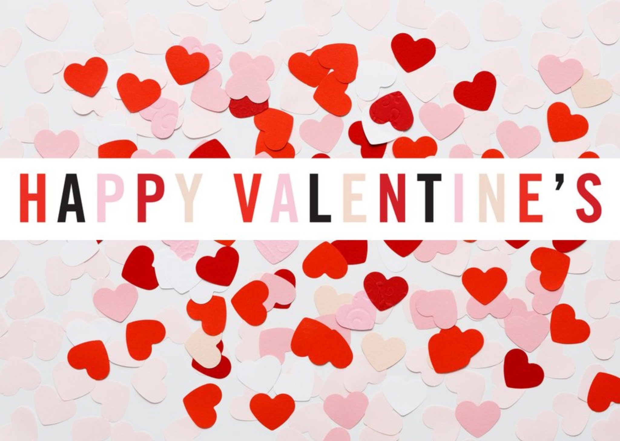 Moonpig Colourful Heart Confetti Happy Valentine's Day Card Ecard