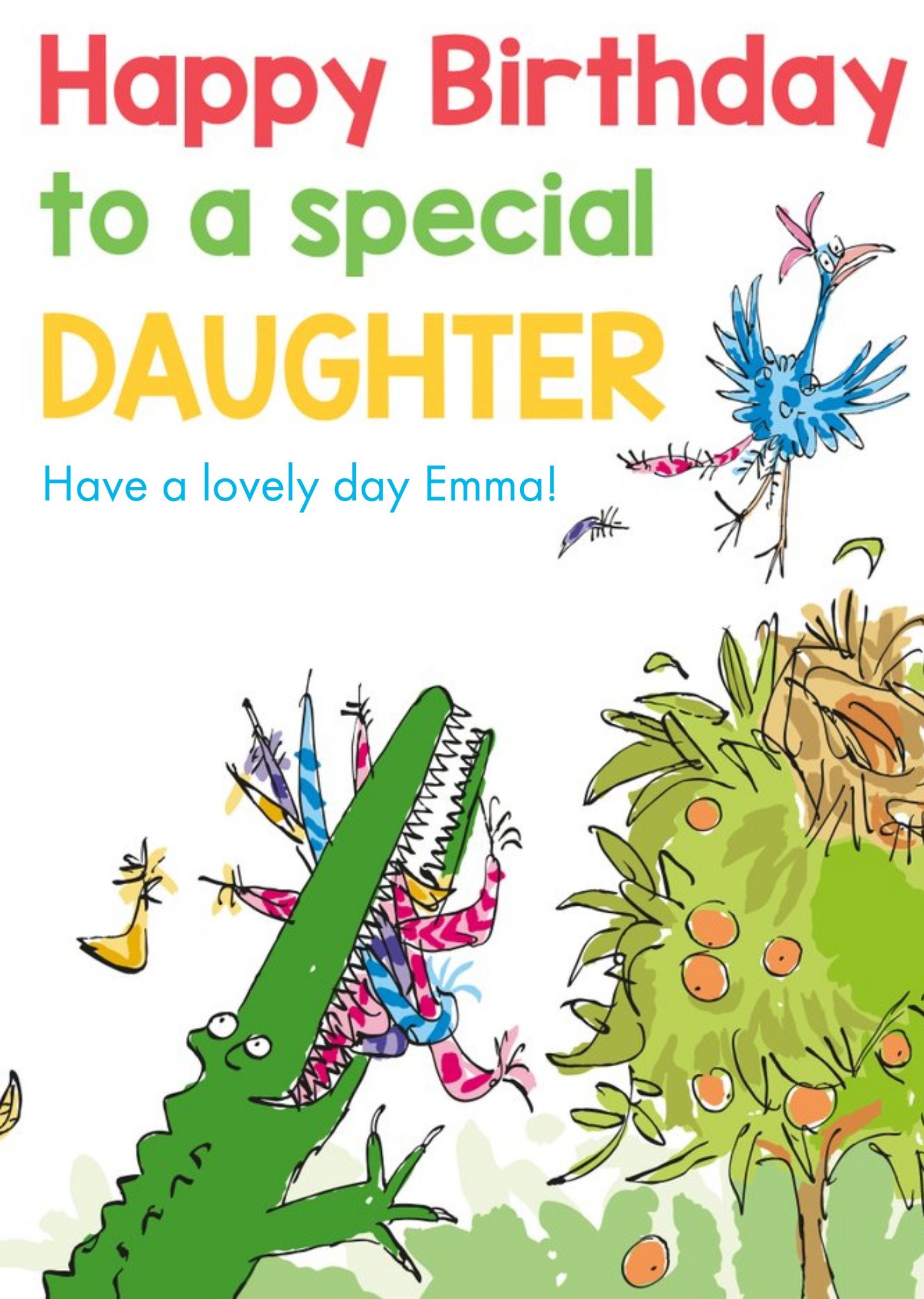 Moonpig Roald Dahl The Enormous Crocodile Special Daughter Birthday Card, Large