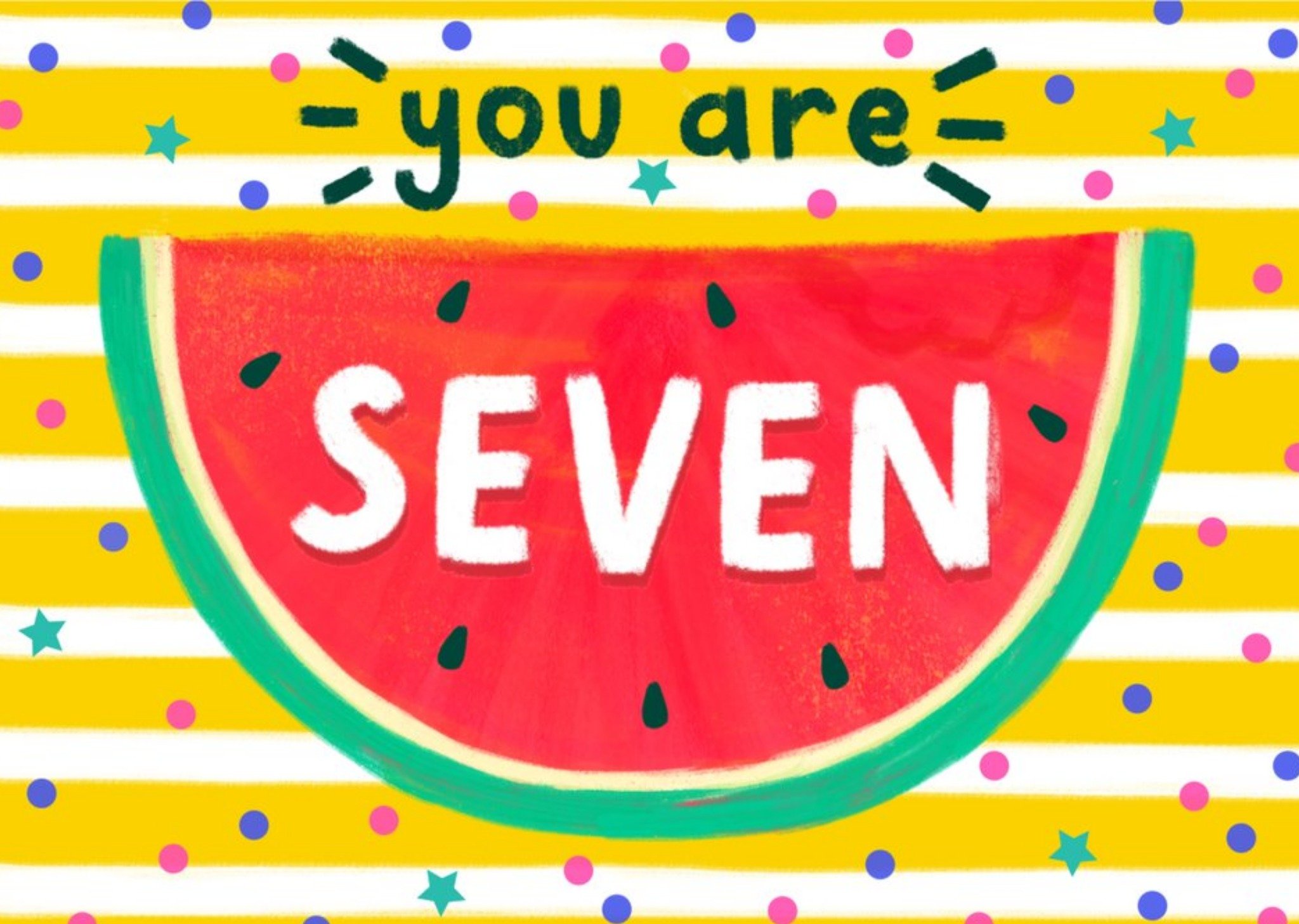 Cute Watermelon You Are Seven Birthday Card Ecard