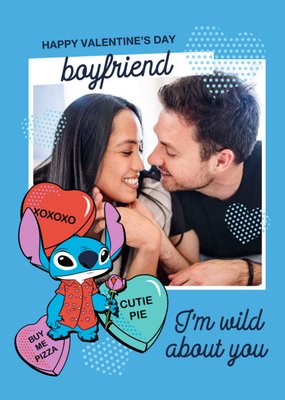Disney Lilo And Stitch Wild About You Photo Upload Valentine's Card