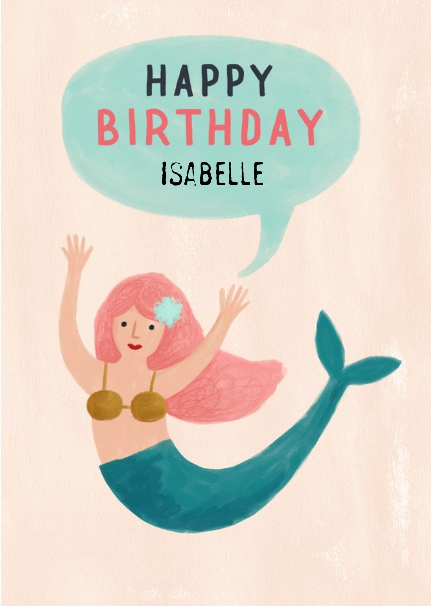 Moonpig Cute Mermaid Happy Birthday Card, Large