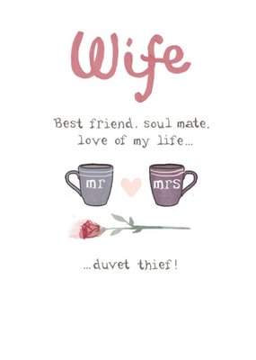 Illustrated Teacups and Rose Wife Valentine's Day Card