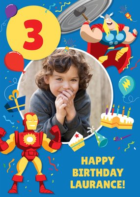 Marvel Comics Happy Birthday Thor And Iron Man Photo Upload Card