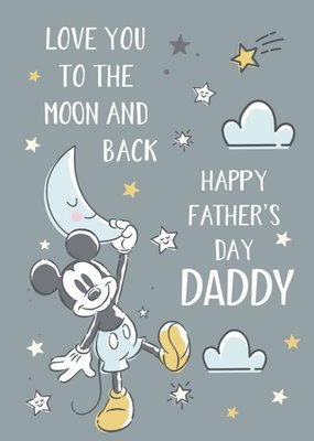 Love You To the Moon And Back Cute Mickey Mouse Father's Day card