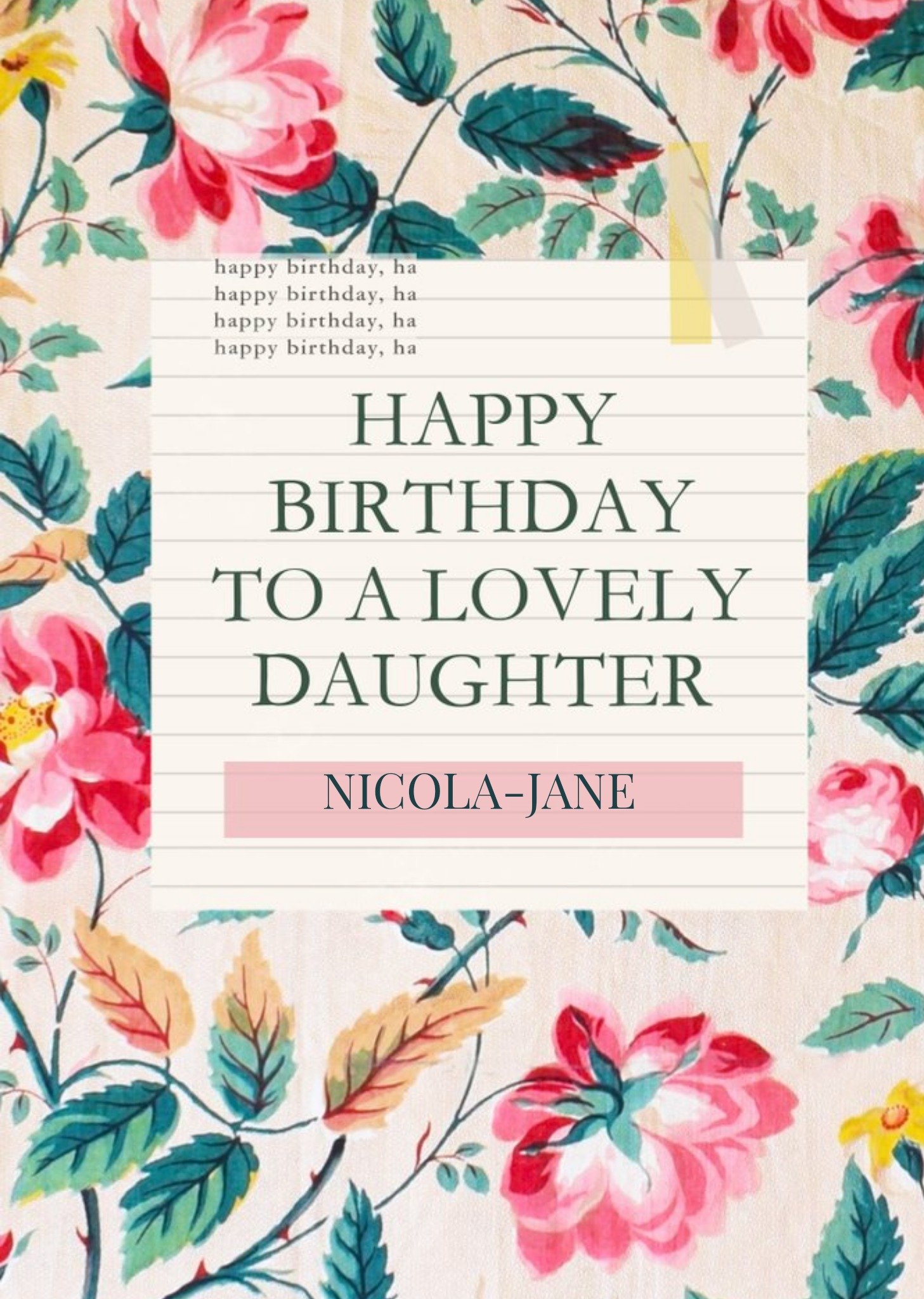 The V&a V&a Fashion And Textiles Collection Lovely Daughter Floral Birthday Card Ecard