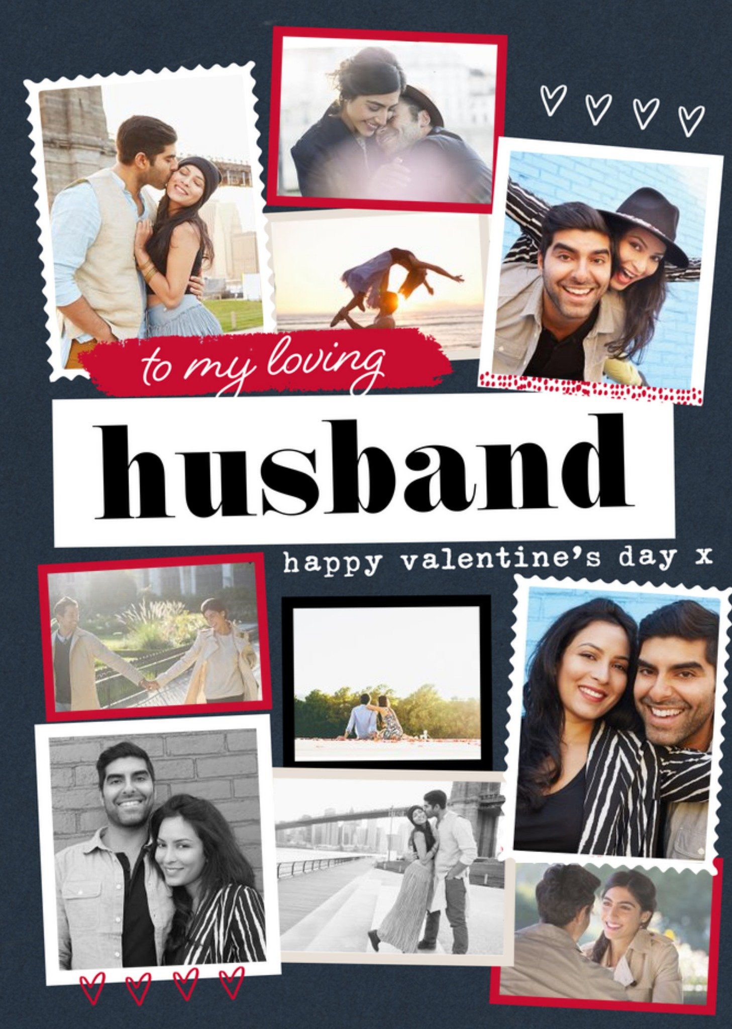 Modern Photo Upload Collage Happy Valntines Day To My Loving Husband Card Ecard