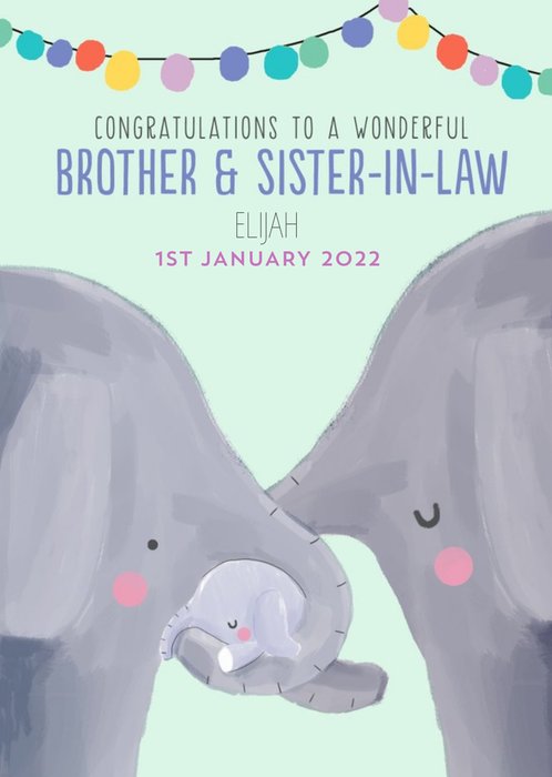 Cute Illustrative Brother and Sister-In-Law New Baby Card