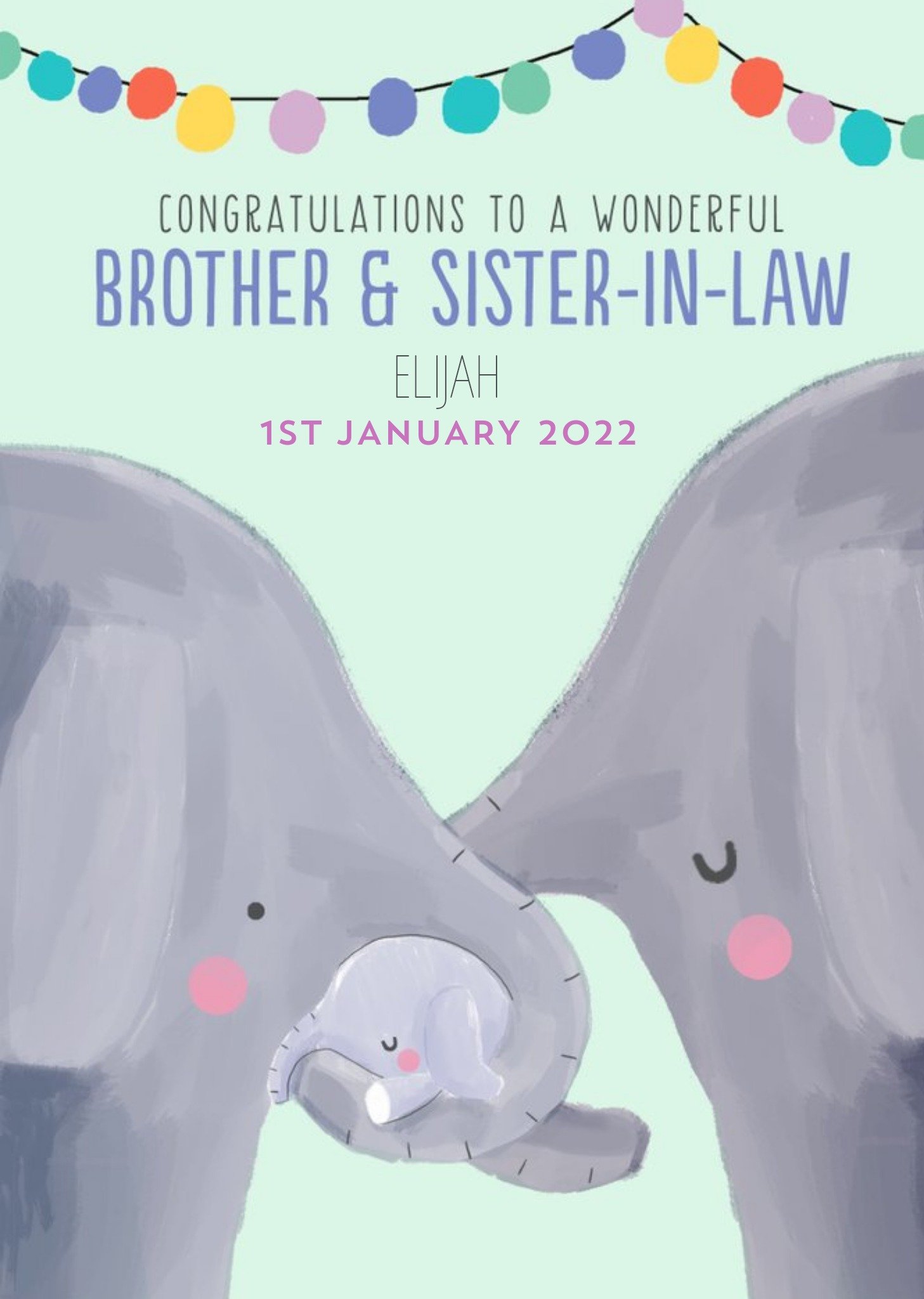 Cute Illustrative Brother And Sister-In-Law New Baby Card