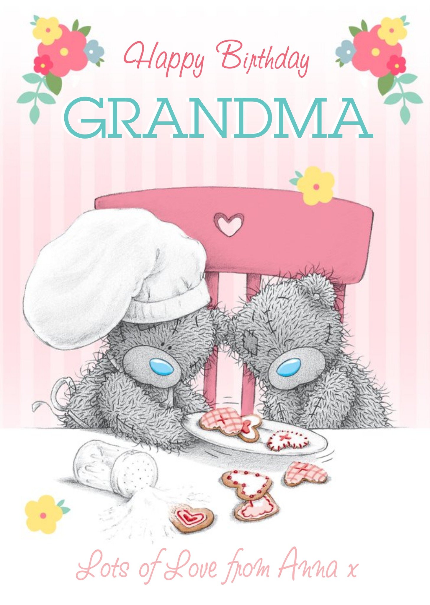 Me To You Tatty Teddy Chef And Friend Personalised Happy Birthday Card For Grandma Ecard